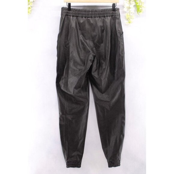 Spanx Women's Faux Leather Jogger Pants L/G Black Elastic Waist Pockets - Picture 2 of 7